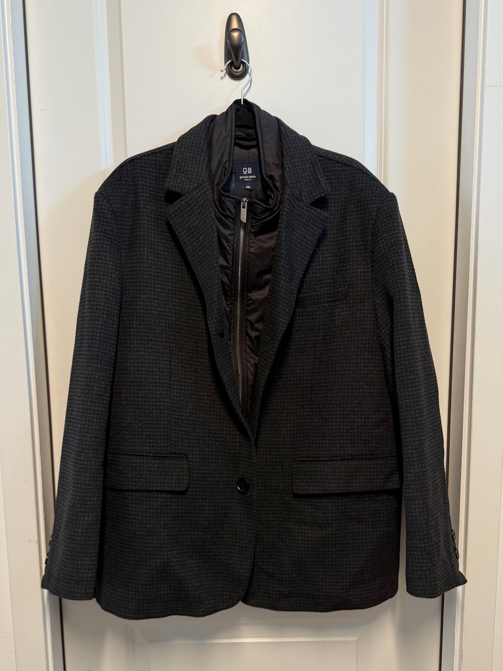 George Austin Men’s 2XL Wool Blend 2-in-1 Blazer Jacket Removable Zip Bib